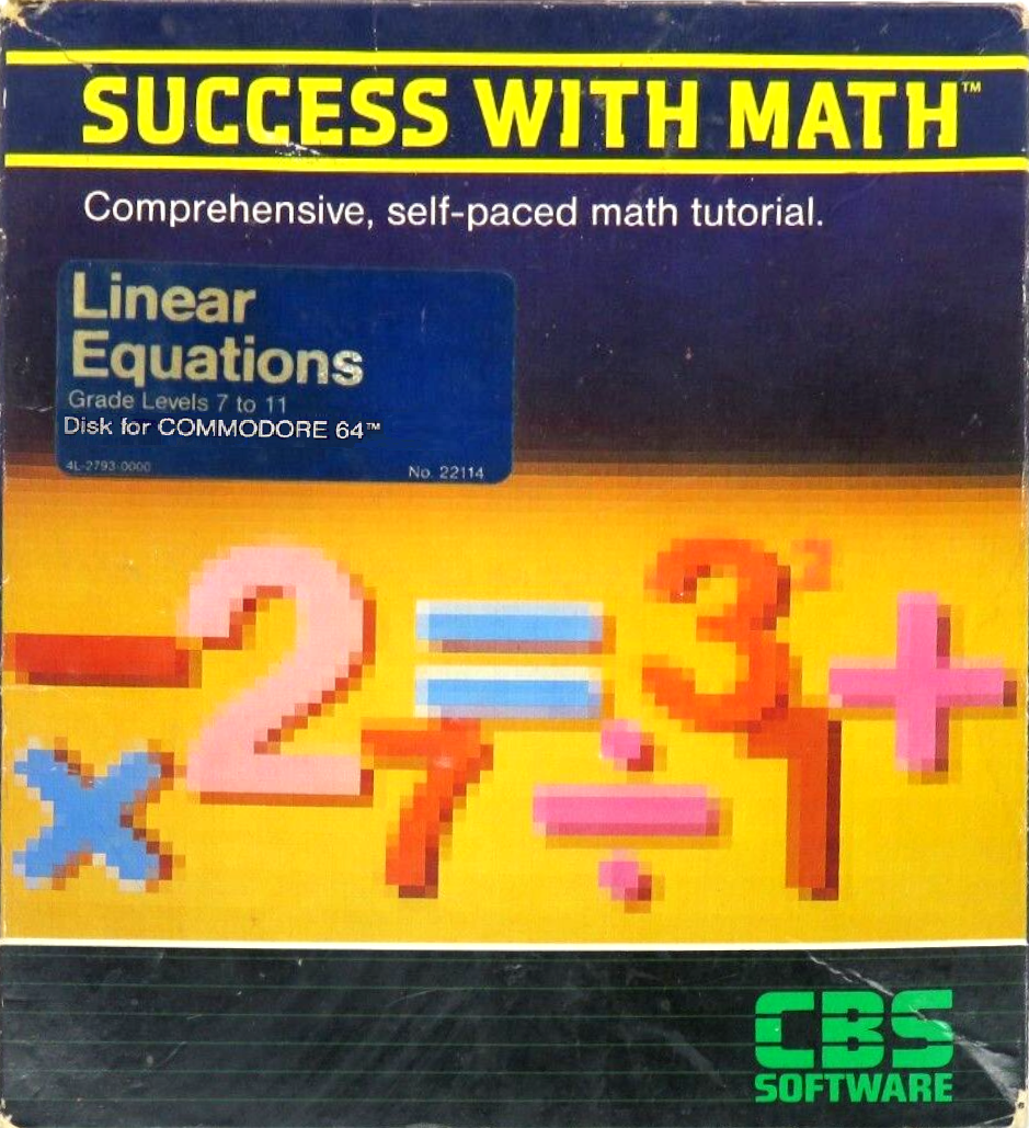 Success with Algebra Linear Equations box art for Commodore 64